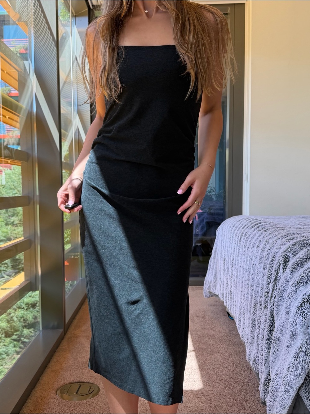 Beyond Yoga Dark Gray Midi Dress